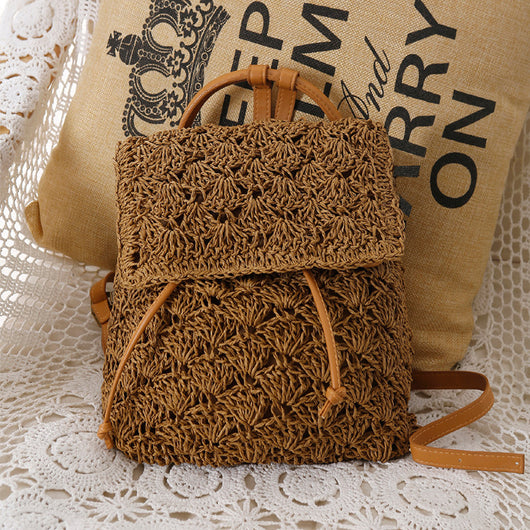 Bolsa de Playa Tejida en Paja Natural