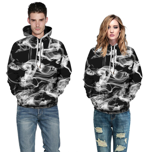 Sudadera con capucha estampado cielo estrellado y anillos de humo - Image 3
