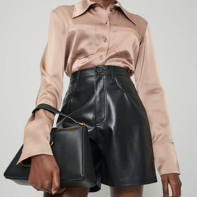 Shorts de Cuero Talle Alto para Mujer - Diseño Casual y Versátil