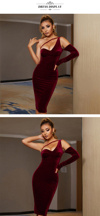 Vestido Velvet Dorado Elegancia para Alfombra Roja - Image 12