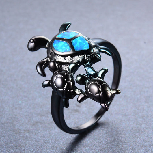 Anillo Tortuga Ópalo Fuego Azul - Image 4