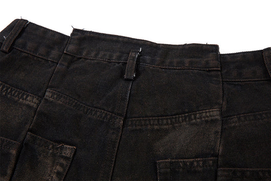 Shorts Denim Vintage Desgastado para Hombre con Efecto Spray - Image 17