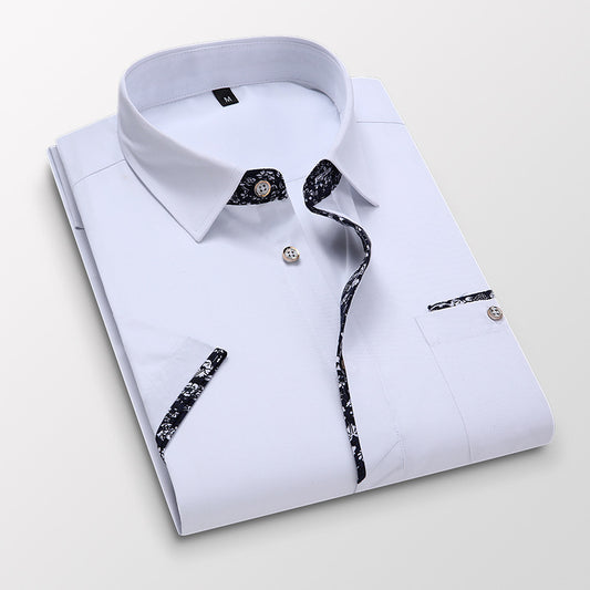 Camisa Casual Estilo Coreano Manga Corta Slim Fit Tallas Grandes Hombre