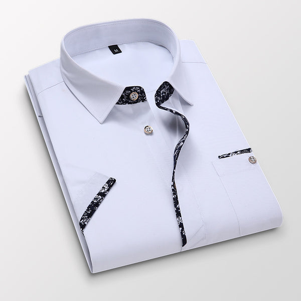 Camisa Casual Estilo Coreano Manga Corta Slim Fit Tallas Grandes Hombre