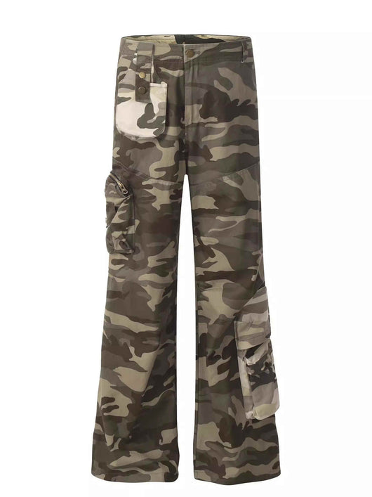 Overol Camuflado Cosido Hombre Estilo Retro Pantalón Casual Recto - Image 6