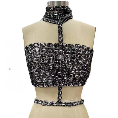 Top Tubo Bandage con Encaje y Strass Ajustable - Image 9