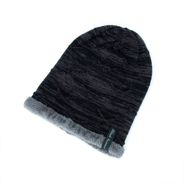 Gorro de Lana Tejido con Diseño Diagonal y Protección para Barbilla
