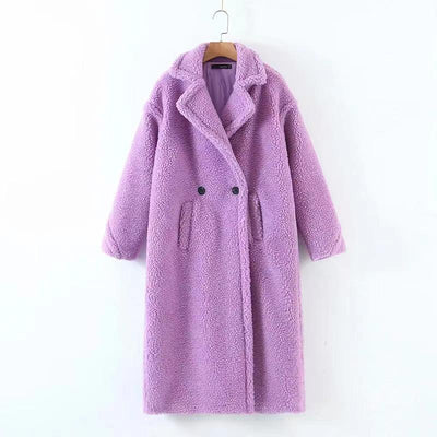 Abrigo Largo Térmico de Peluche Artificial para Mujer - Manga Larga Acolchado - Image 9