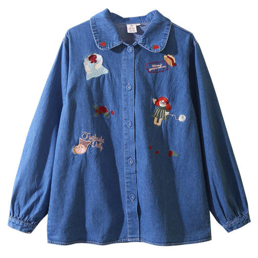 Camisa de Mezclilla Azul con Manga Larga para Mujer - Diseño Juvenil y Adorable - Image 8