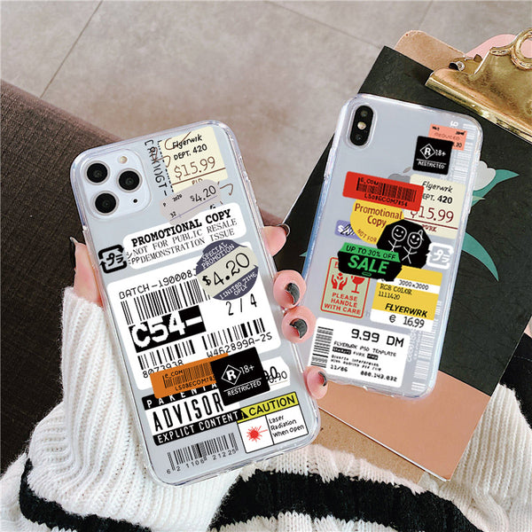 Funda Transparente para Celular con Diseño de Código de Barras