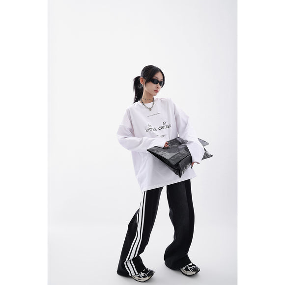 Camiseta Holgada de Algodón con Letras para Mujer