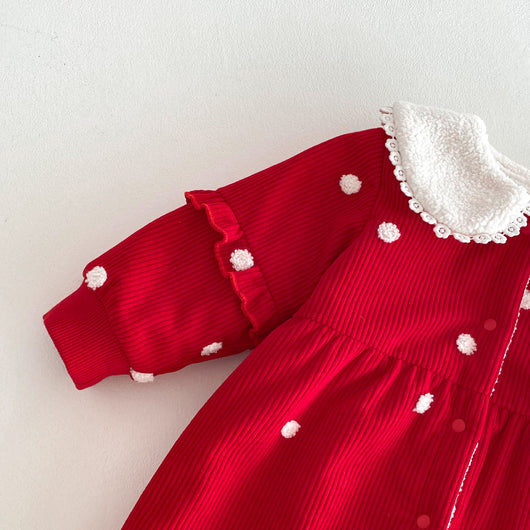 Pijama Enterizo Térmico para Bebé con Forro Polar Lunares Rojo - Image 17