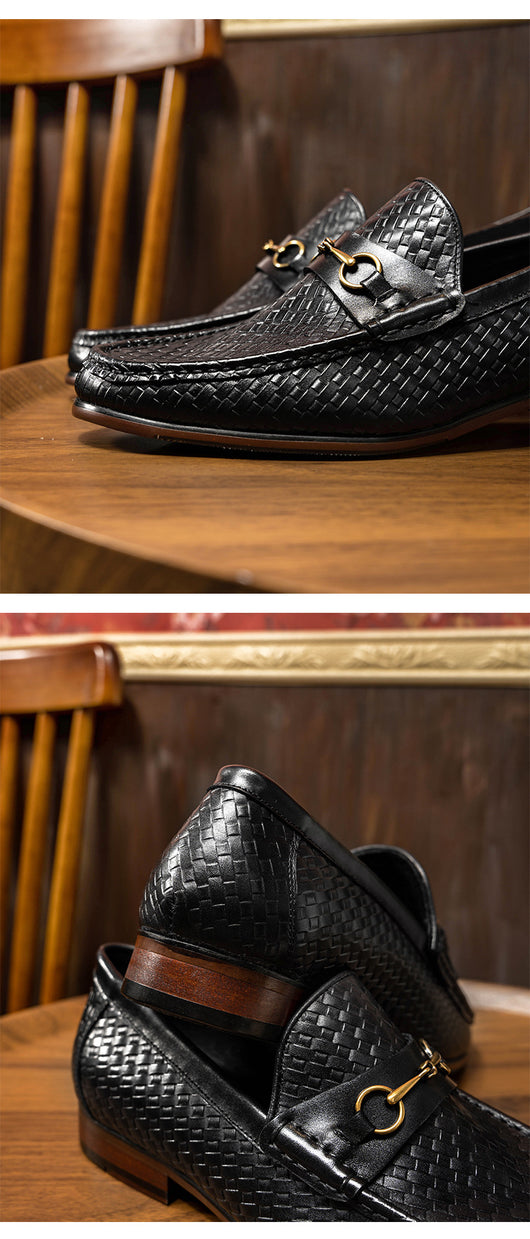 Mocasines de Cuero Tejido para Hombre - Zapatos Business Casual - Image 9