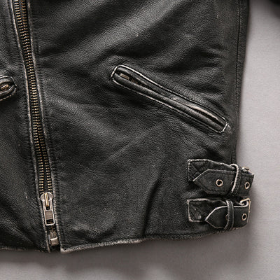 Chaqueta de Cuero Slim Cropped con Cuello Mao Efecto Desgastado - Image 7