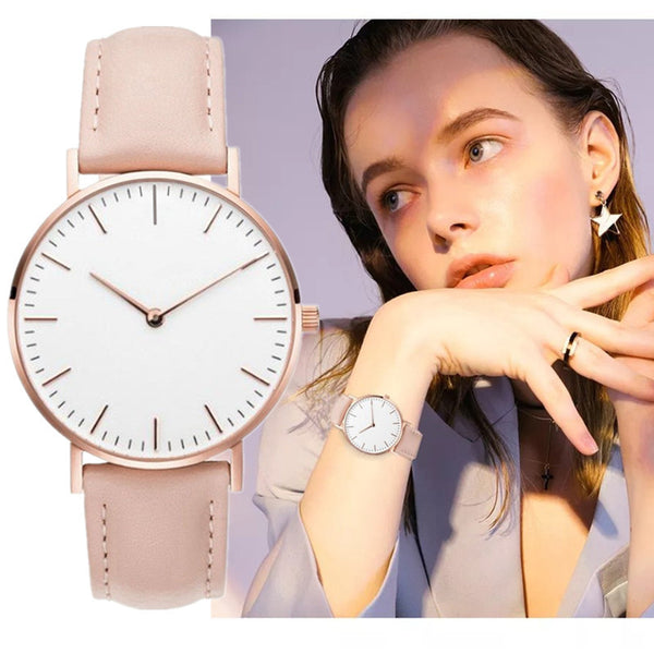 Reloj para Mujer de Correa Simple con Esfera Grande de Cuarzo