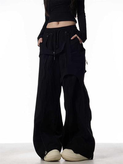 Pantalones Anchos de Patchwork para Mujer - Diseño Casual y Versátil - Image 3