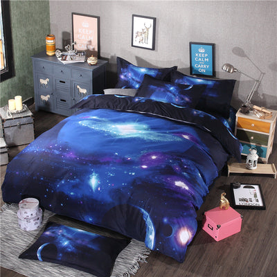 Juego de Cama Estampado Cielo Estrellado de Cuatro Piezas - Image 4