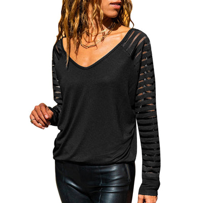 Blusa Mujer Cuello V con Mangas Rayas Modernas - Image 4