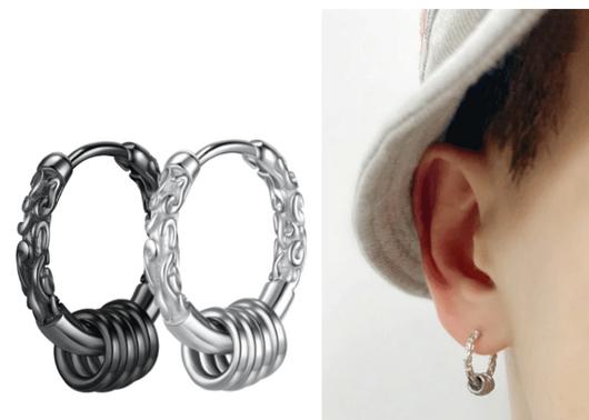 Aretes de Plata Esterlina para Hombre con Diseño de Aro Dorado - Image 9
