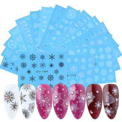Set de Stickers para Uñas con Flores de Encaje Blanco y Negro - Image 46