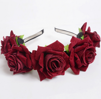 Diadema Corona de Rosas Terciopelo para Sesiones Fotográficas - Image 6