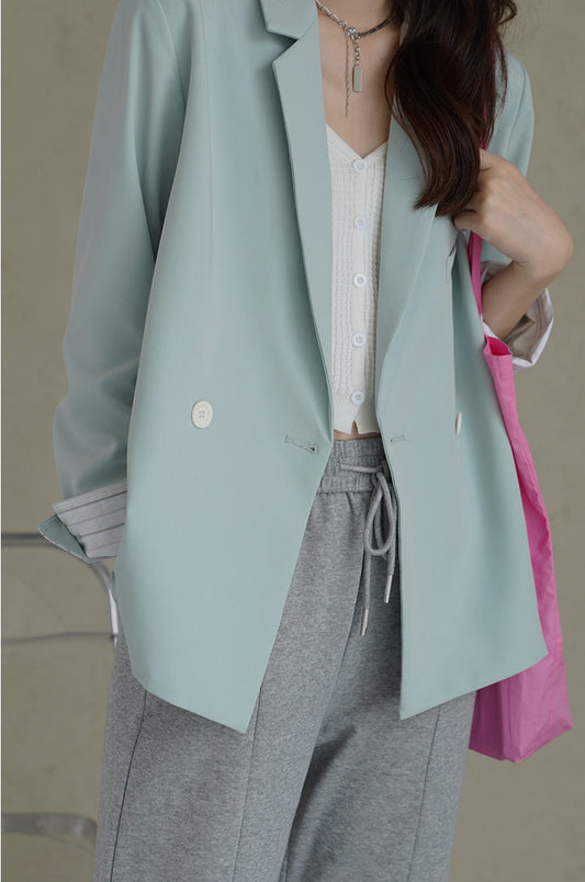 Blazer Fino con Puños Contrastantes de Confección Exquisita