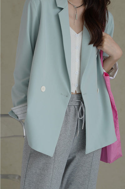 Blazer Fino con Puños Contrastantes de Confección Exquisita