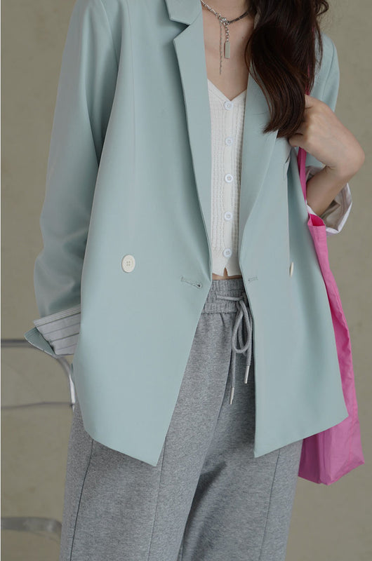 Blazer Fino con Puños Contrastantes de Confección Exquisita