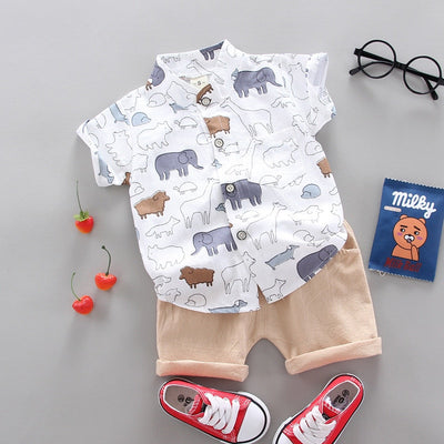 Camisa de Cuadros con Cuello Mao para Niño - Perfecta para el Verano - Image 3