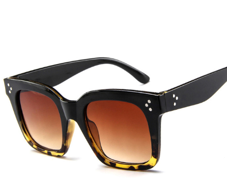 Matte black square-frame sunglasses with dark gray lenses and three white dot accents on each temple. - Image 10