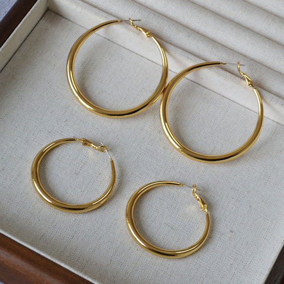 Aretes Argollas Redondas Diseño Clásico Plata 925 Elegancia Minimalista