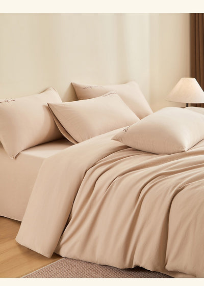 Juego de Cama de Algodón Grueso con Bordado Minimalista - 4 Piezas - Image 16