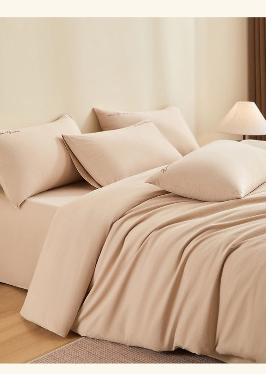 Juego de Cama de Algodón Grueso con Bordado Minimalista - 4 Piezas - Image 16