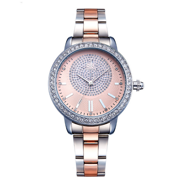 Reloj de Pulsera Shengke para Mujer - Cuarzo Lujo con Cristales