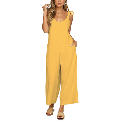 Pantalones Casuales de Pierna Ancha con Tirantes para Mujer - Image 10