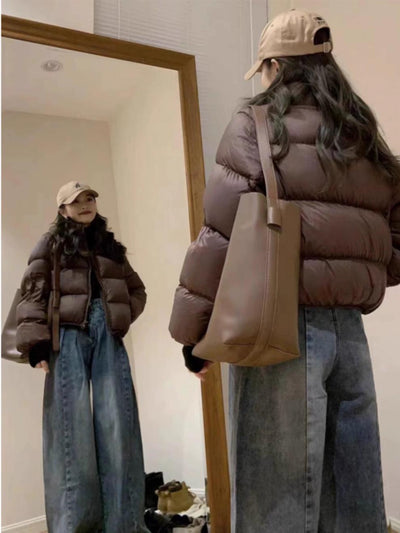 Abrigo Corto Acolchado Invierno Estilo Kendall Suelto Versátil Mujer - Image 8