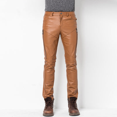 Pantalones de Cuero para Hombre Invierno Ajustado Estilo Coreano - Image 2