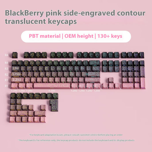 Tapa de Tecla Rosa Negra con Efecto Luminoso Agrietado Bicolor - Image 6