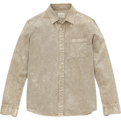 Camisa Casual Lavada de Manga Larga para Hombre