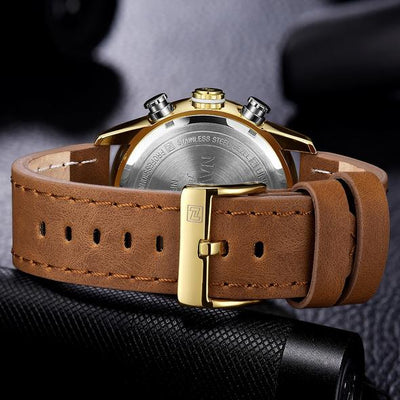 Reloj Deportivo Militar NAVIFORCE 9144 - Analógico Digital Dorado con Correa de Cuero - Image 2