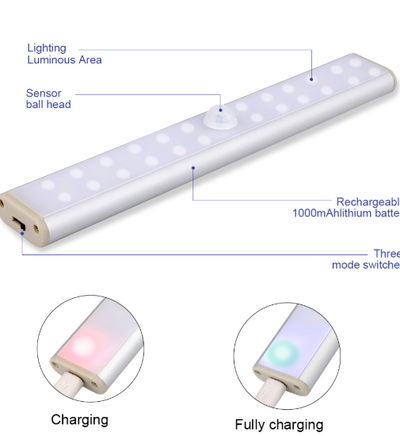 Lámpara LED con Sensor de Movimiento Recargable 24/40/60 LEDs