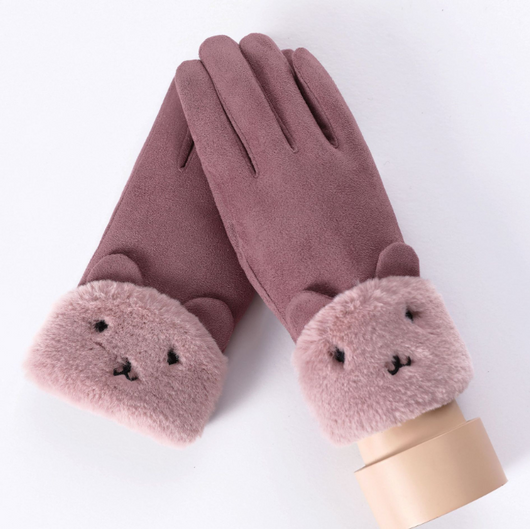 Guantes Térmicos de Cachemira para Mujer con Oso Adorable y Pantalla Táctil - Image 3