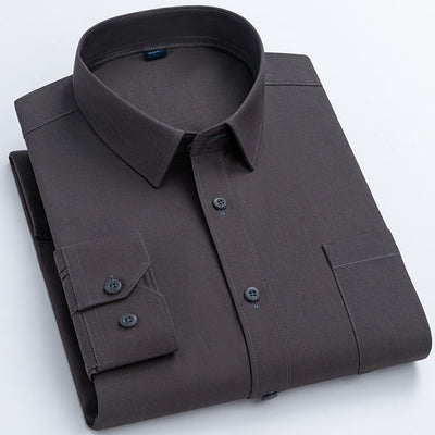 Camisa de Algodón Manga Larga Khaki para Hombre - Primavera - Image 9