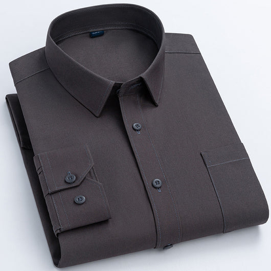 Camisa de Algodón Manga Larga Khaki para Hombre - Primavera - Image 9