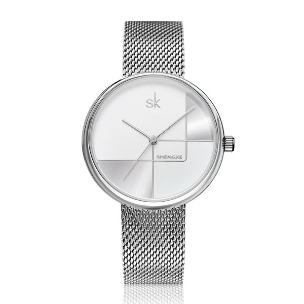 Reloj de Pulsera Mujer Minimalista Geométrico con Malla Metálica - Image 4