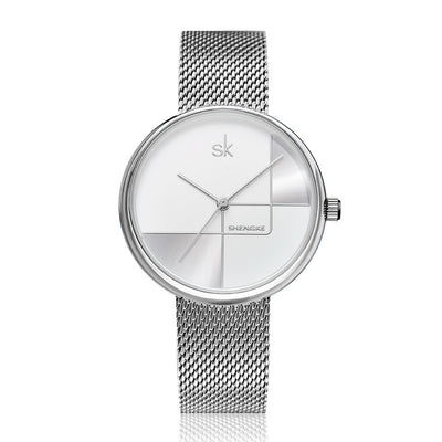 Reloj de Pulsera Mujer Minimalista Geométrico con Malla Metálica - Image 4