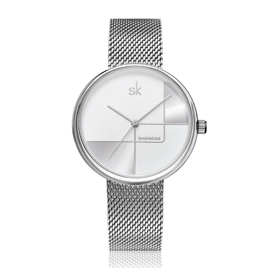 Reloj de Pulsera Mujer Minimalista Geométrico con Malla Metálica - Image 4