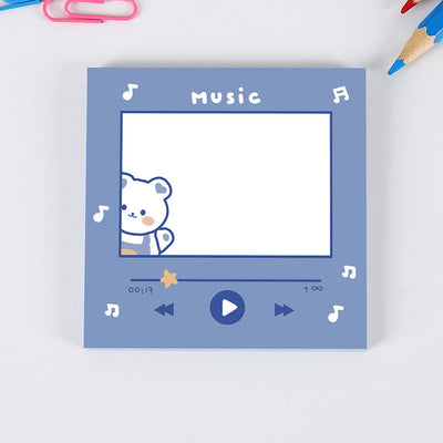 Cute square sticky notes with a brown cartoon bear, "Peace Love" text, and dotted lines on a white background. - Image 8