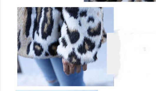 Abrigo de Piel de Visón Estampado Leopardo con Capucha para Mujer - Image 10