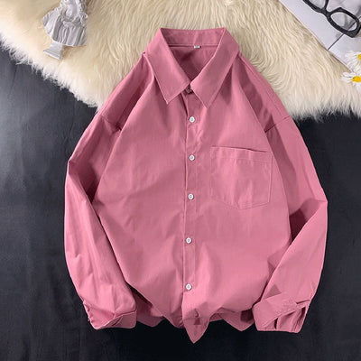 Camisa Drapeada de Manga Larga Color Sólido para Hombre - Image 3